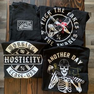 Last four Large Hostility Clothing Tees.